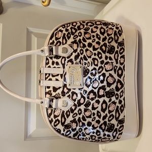 Loungefly Hello Kitty Cheetah Print Brown, Biege and Blush Bowler Purse